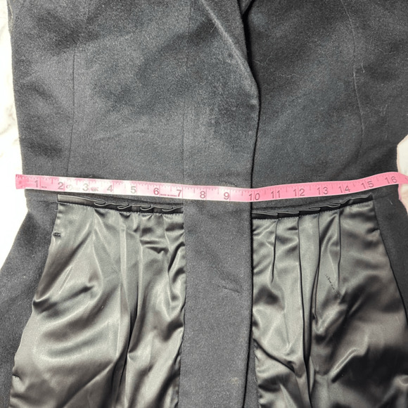 Cinzia Rocca Womens Wool Angora Dress Coat Size S Black Satin Pockets Coquette - Picture 12 of 16